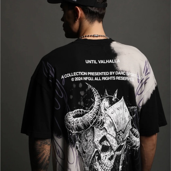 DARC SPORT “HOUSE OF WOLVES” FLAMES BLACK ACID WASH SHIRT - Picture 5 of 8